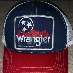 Wrangler/Nashville/Trucker Cap. Blue/Red/White